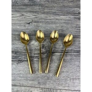 LOT OF 4 POTTERY BARN STAINLESS FLATWARE SQUARE ROUND HANDLE SPOONS